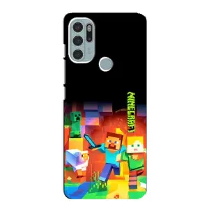 Чехлы для Motorola MOTO G60s (Персонажи Майн Крафт) (Герой Майнкрафт)
