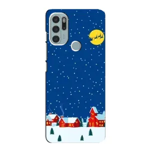 Силиконовый бампер на рождество для Motorola MOTO G60s (Город в снегу)