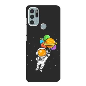 Силиконовый Чехол с принтом "Космонавты" на Motorola MOTO G60s (Космонавт с шариками)