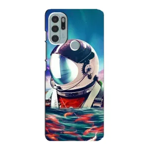Силиконовый Чехол с принтом "Космонавты" на Motorola MOTO G60s (Космонавт в воде)