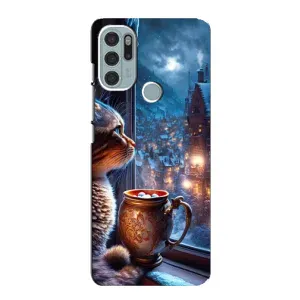 Чехлы на Новый Год Motorola MOTO G60s (Кот новогодний)