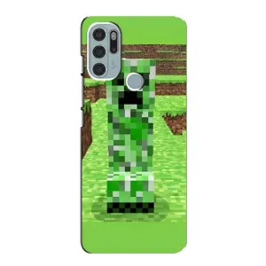 Чехлы для Motorola MOTO G60s (Персонажи Майн Крафт) (Крипер 2)