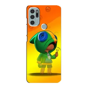 Чехол Бравл Старс для Motorola MOTO G60s (LEON в кофте)