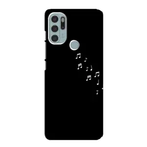 Чехол с картинками на черном фоне для Motorola MOTO G60s (Ноты)