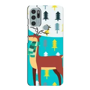 Силиконовый бампер с картинкой животных для Motorola MOTO G60s (Олень с шарфом)