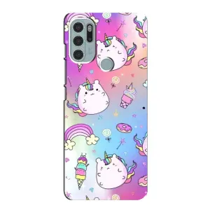 Чехол Unicorn на Motorola MOTO G60s (Радуга и Единорог)