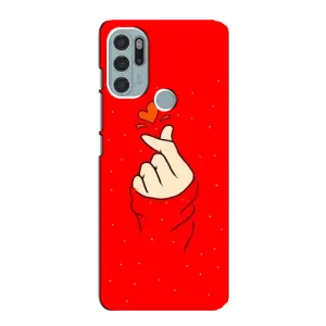 Чехлы (Знак сердечка) на Motorola MOTO G60s (Сердце на красном)