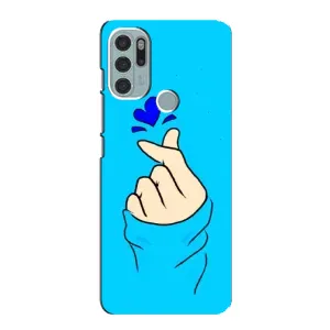 Чехлы (Знак сердечка) на Motorola MOTO G60s (Сердце на синем)