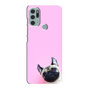 Бампер для Motorola MOTO G60s с картинкой "Песики" (Собака на розовом)