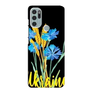 Чехол на Motorola MOTO G60s Украинский дизайн (Ukraine в цветочках)