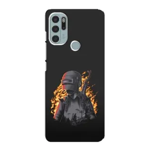 Силиконовый чехол с картинкой "Герой Pubg" на Motorola MOTO G60s (В огне)