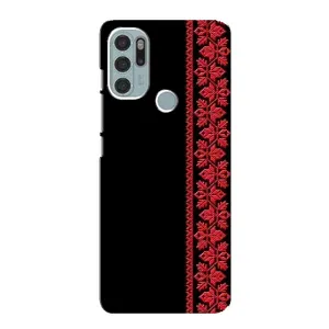 Силиконовый Чехол на Motorola MOTO G60s с картинкой Вышиванки (Вышиванка на черном)
