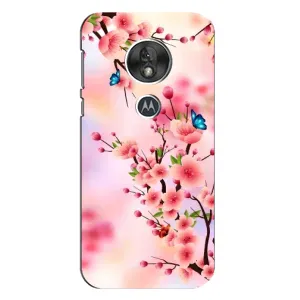 Чехол с принтом САКУРЫ на Motorola MOTO G7 Play (Бабочки на сакуре)