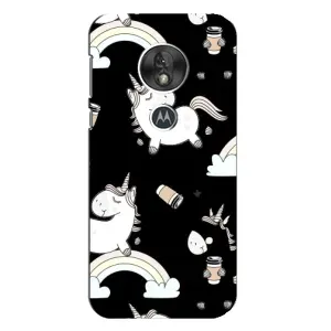 Чехол Unicorn на Motorola MOTO G7 Play (Единорог с кофе)