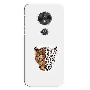 Чехол с леопардовым принтом на Motorola MOTO G7 Play (Леопард на белом)