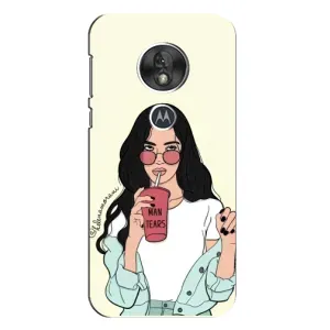 Силиконовый Чехол на Motorola MOTO G7 Play с картинкой Стильных Девушек (С напитком)