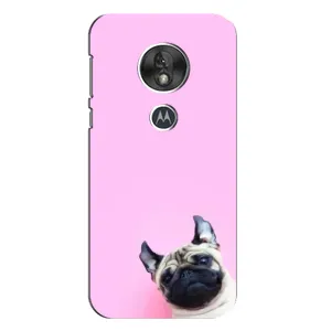 Бампер для Motorola MOTO G7 Play с картинкой "Песики" (Собака на розовом)