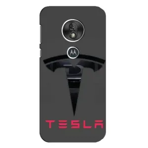 Силиконовый бампер с картинкой машины на Motorola MOTO G7 Play (Logo TESLA)