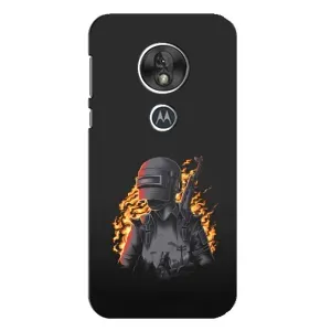 Силиконовый чехол с картинкой "Герой Pubg" на Motorola MOTO G7 Play (В огне)