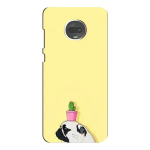 Бампер для Motorola MOTO G7 Plus с картинкой "Песики" (Кактус на голове)