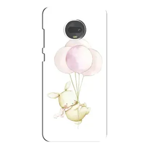 Силиконовый бампер с картинкой животных для Motorola MOTO G7 Plus (Кролик и шарики)