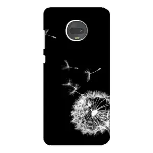 Силиконовый Чехол с одуванчиками на Motorola MOTO G7 Plus (Одуванчик на чёрном)