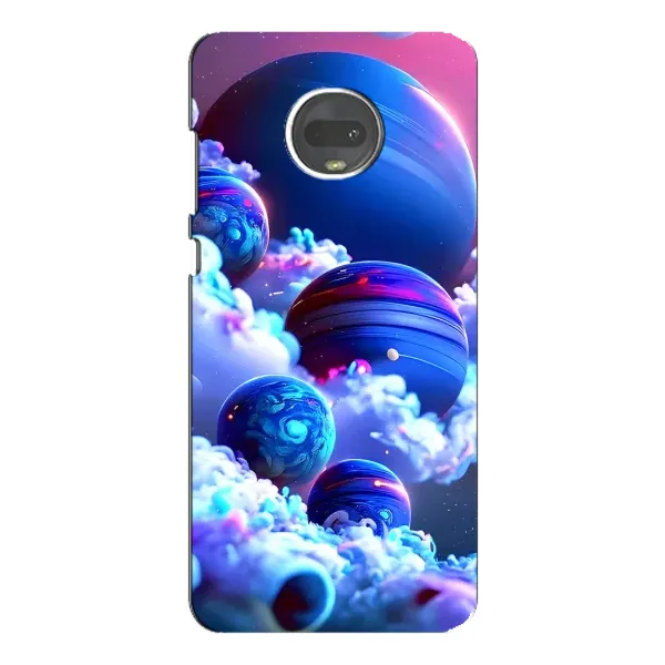Чехол с рисунком «Синие планеты» для Motorola MOTO G7 Plus