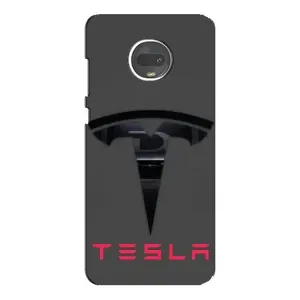 Силіконовий бампер з картинкою машини на Motorola MOTO G7 Plus (Logo TESLA)