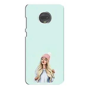 Силиконовый Чехол на Motorola MOTO G7 Plus с картинкой Стильных Девушек (В шапке)