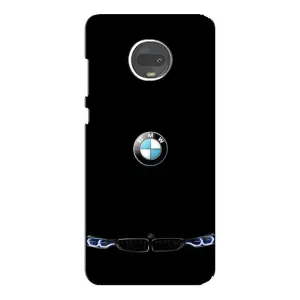 Силиконовый бампер с картинкой машины на Motorola MOTO G7 (Черный BMW)