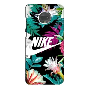 Силиконовый Чехол на Motorola MOTO G7 с картинкой Nike (Цветочный Nike)