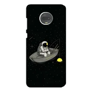 Силиконовый Чехол с принтом "Космонавты" на Motorola MOTO G7 (Космонавт на рыбалке)