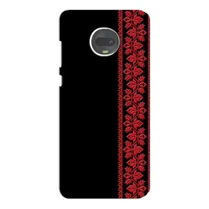 Силиконовый Чехол на Motorola MOTO G7 (Красная Вышиванка)