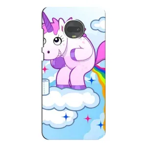 Чехол Unicorn на Motorola MOTO G7 (Радуга единорожка)