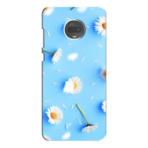 Чехол с Цветами для Motorola MOTO G7 (ромашки на голубом)