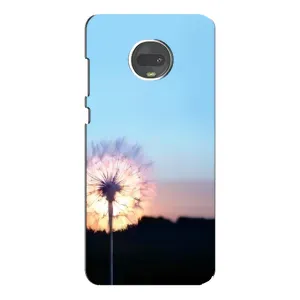 Силиконовый Чехол с одуванчиками на Motorola MOTO G7 (Закат с одуванчиком)