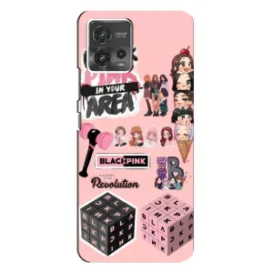 Чехлы с картинкой для Motorola MOTO G72 (BLACK PINK коллаж)