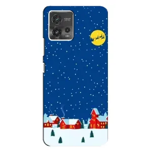 Силиконовый бампер на рождество для Motorola MOTO G72 (Город в снегу)