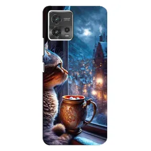 Чехлы на Новый Год Motorola MOTO G72 (Кот новогодний)