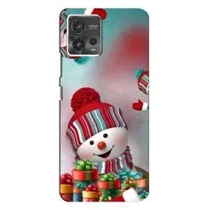 Чехлы на Новый Год Motorola MOTO G72 (Снеговик в шапке)