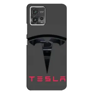 Силиконовый бампер с картинкой машины на Motorola MOTO G72 (Logo TESLA)