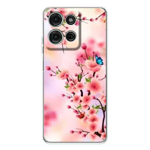 Чехол с принтом САКУРЫ на Motorola Moto G75 (Бабочки на сакуре)