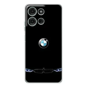 Силиконовый бампер с картинкой машины на Motorola Moto G75 (Черный BMW)