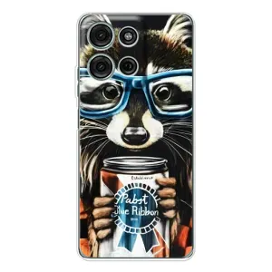 Силиконовый Чехол с Енотами на Motorola Moto G75 (Енот в очках)