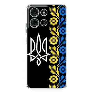 Силиконовый Чехол на Motorola Moto G75 (Герб и вышыванка)