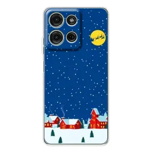 Силиконовый бампер на рождество для Motorola Moto G75 (Город в снегу)
