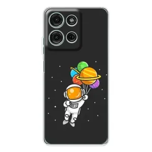 Силиконовый Чехол с принтом "Космонавты" на Motorola Moto G75 (Космонавт с шариками)