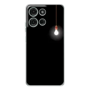 Чехол с картинками на черном фоне для Motorola Moto G75 (Лампочка)