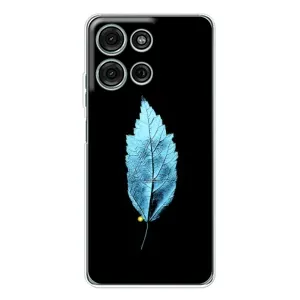 Чехол с картинками на черном фоне для Motorola Moto G75 (Листочек)