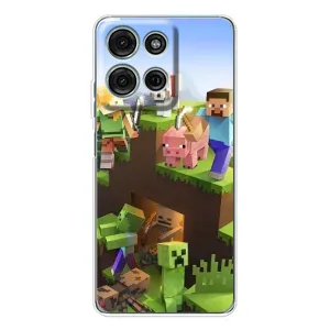 Чохли для Motorola Moto G75 (Персонажі МайнКрафт) (Майн-крафт)